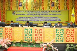 DPRD Pekanbaru Gelar Paripurna Penyampaian Pidato Walikota Tentang LKPj Tahun Anggaran 2020