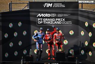 Marc Marquez Asapi Alex dan Pecco di Race MotoGP Thailand 2025